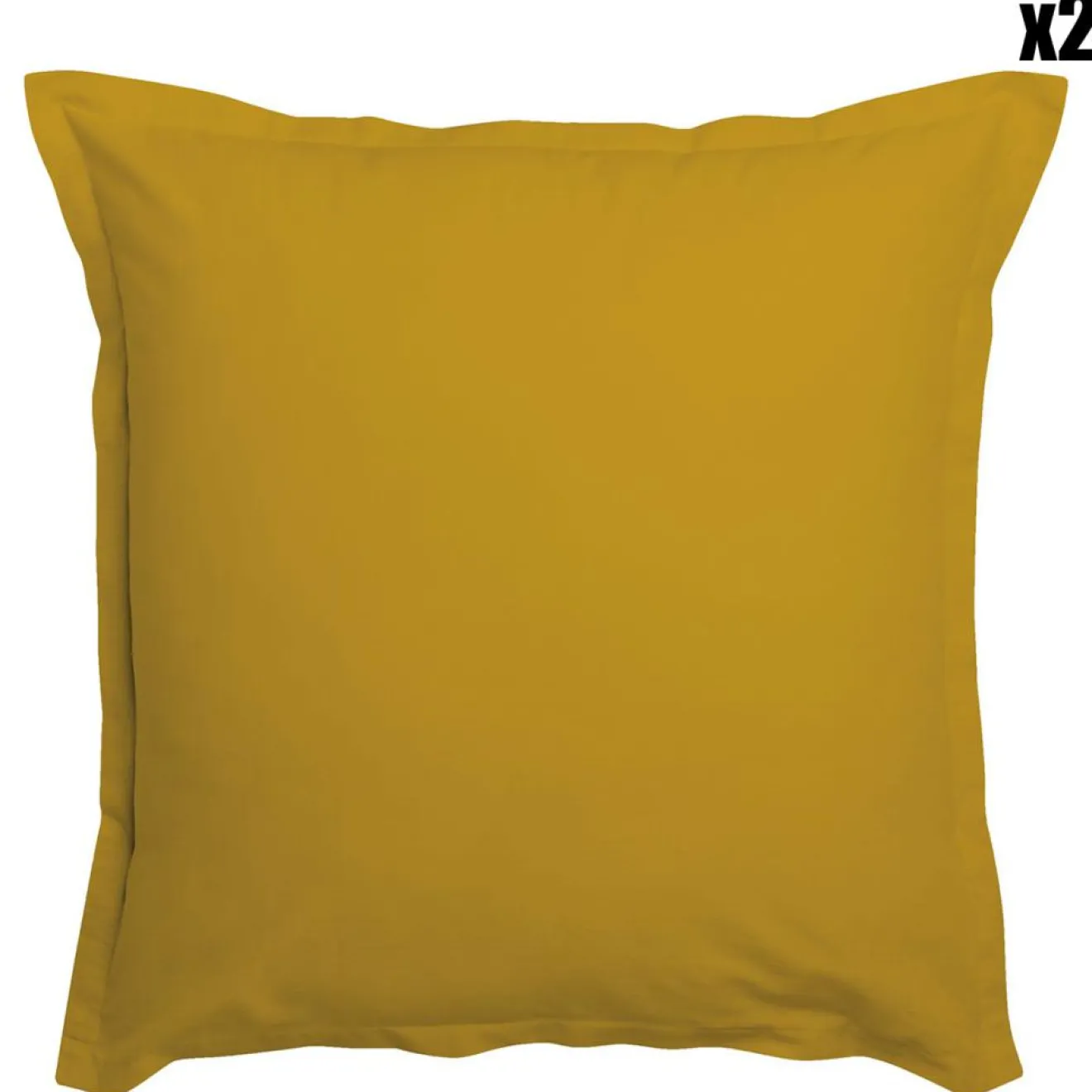 Blanc Passion 2 Taies d'oreiller 100% Coton unies safran