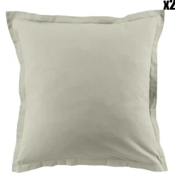 Blanc Passion 2 Taies d'oreiller en coton unies grège