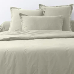 Blanc Passion 2 Taies d'oreiller en coton unies grège