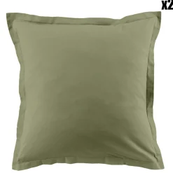 Sale Blanc Passion 2 Taies d'oreiller en coton unies verveine