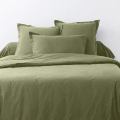 Sale Blanc Passion 2 Taies d'oreiller en coton unies verveine