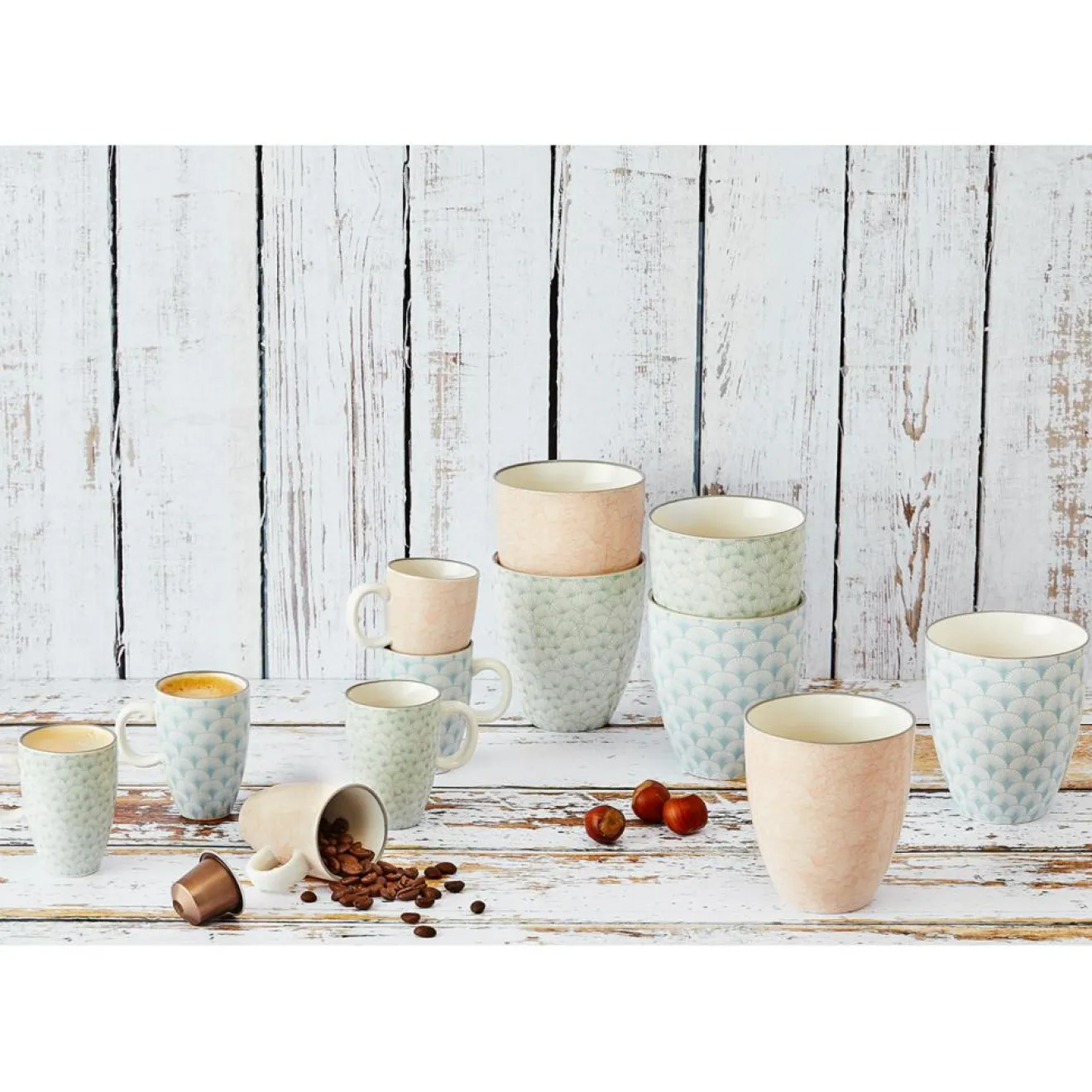 Bjorn 6 Tasses à café Pattern Pastel rose pastel/bleu pastel/vert pastel - 9 cl