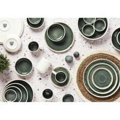 Bjorn 6 Tasses avec soucoupe Oxygen gris/vert bouteille/beige - 20 cl