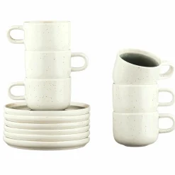 Bjorn 6 Tasses avec soucoupe Oxygen gris/vert bouteille/beige - 20 cl