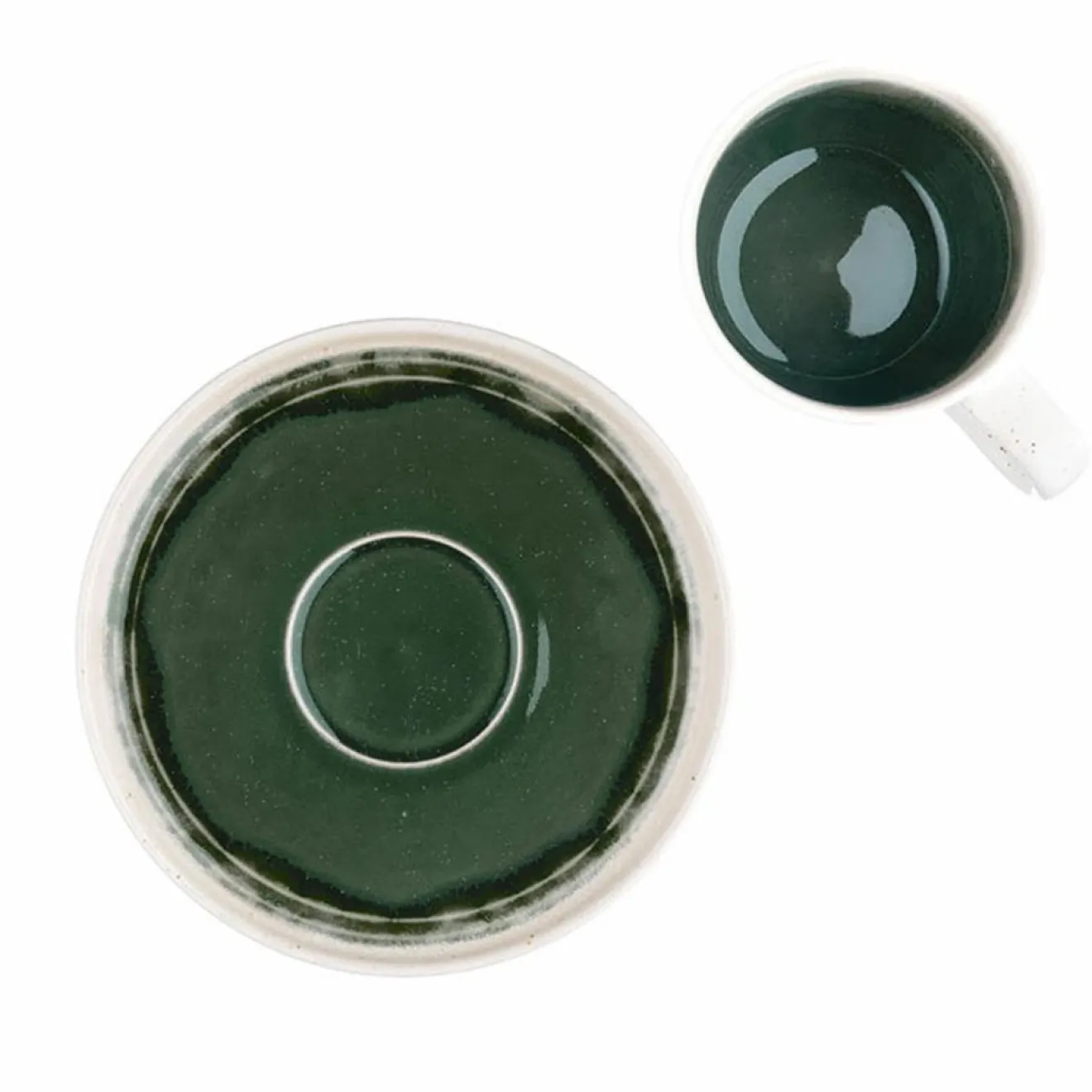 Bjorn 6 Tasses avec soucoupe Oxygen gris/vert bouteille/beige - 20 cl