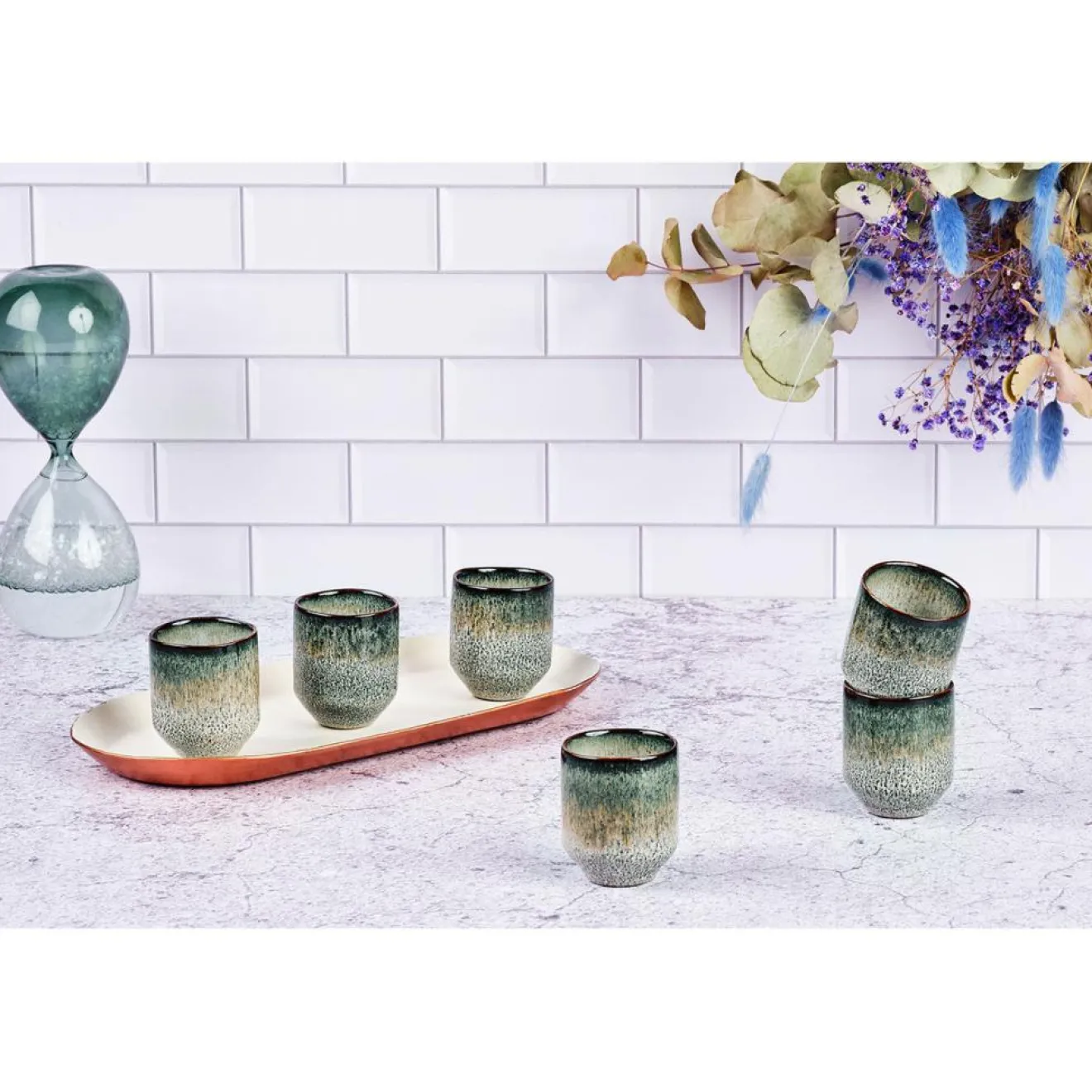 Bjorn 6 Tasses Genesis bleu/gris/kaki - 8 cl