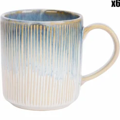 Cosy & Trendy 6 Tasses Listra bleues - 9.2x13.5x9.5 cm