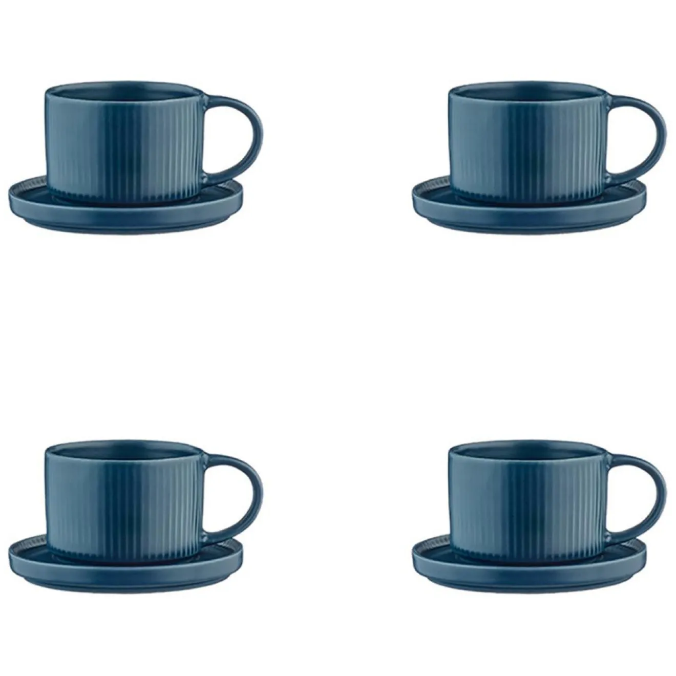 Bjorn 8 Tasses Scandi Et Soucoupe bleu marine - 15 cl