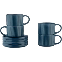 Bjorn 8 Tasses Scandi Et Soucoupe bleu marine - 15 cl