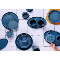 Bjorn 8 Tasses Scandi Et Soucoupe bleu marine - 15 cl