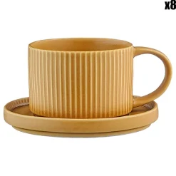 Bjorn 8 Tasses Scandi Et Soucoupe jaune ocre - 15 cl