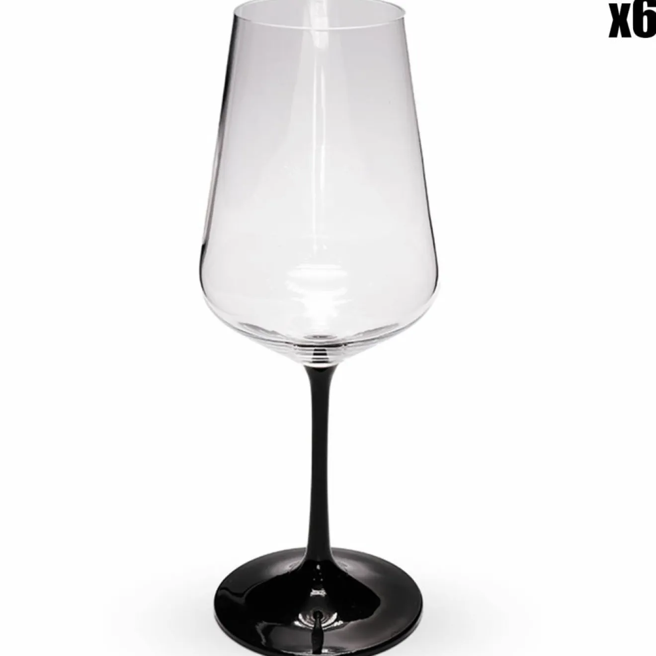 Outlet Fauchon 6 Verres à pied transparent/noir - 450ml D.8.9 cm