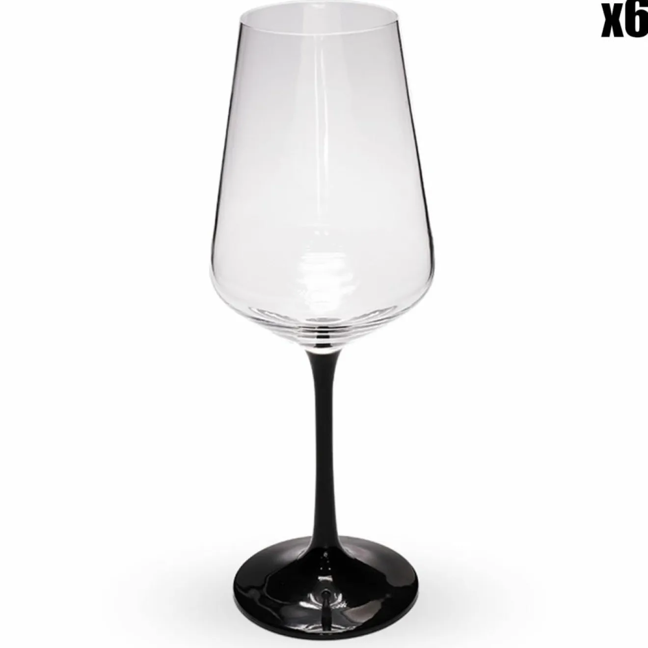 Fauchon 6 Verres à pied transparent/noir - 250ml