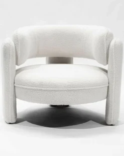 Uniqka Aéla - Fauteuil cocooning en tissu bouclettes beige