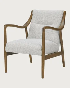 Uniqka Ambre - Fauteuil en bois massif chêne et en lin