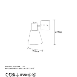 Opviq Applique murale Funnel dorée - 14x24x21 cm