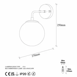 Opviq Applique murale Viran dorée vintage - 15x27x25 cm