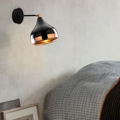 Opviq Applique Murale Yildo noir/cuivre - 17x28x28 cm