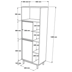 Wooden Art Armoire de salle de bains noyer/chêne - 74.8x161.6x35.5 cm