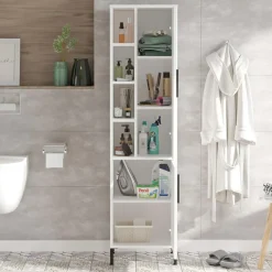 Wooden Art Armoire polyvalente blanche - 45x173.6x35.5 cm