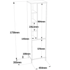 Wooden Art Armoire polyvalente blanche - 45x173.6x35.5 cm