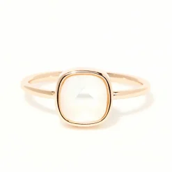 New Moonstone Bague Adélie Nacre blanche en laiton doré
