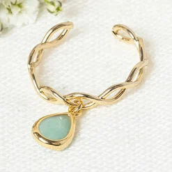 Femme Moonstone Bague ajustable Athéna Amazonite en laiton doré