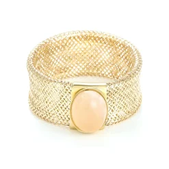 Femme Instant d'Or Bague ajustable Flamboyant Quartz rose or jaune