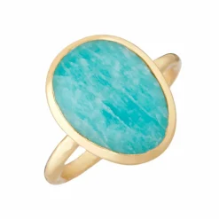 Femme Moonstone Bague ajustable Iris Amazonite en laiton doré