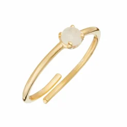 Femme Moonstone Bague ajustable Petra Pierre de Lune en laiton doré