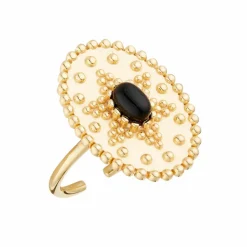 Femme Moonstone Bague ajustable Western Onyx en laiton doré