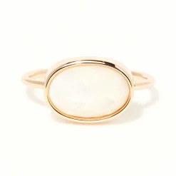Femme Moonstone Bague Albane Nacre blanche en laiton doré