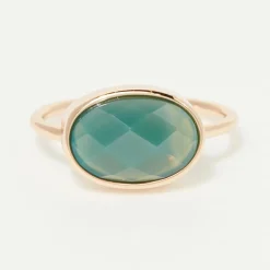 Femme Moonstone Bague Aliéna Agate verte en laiton doré