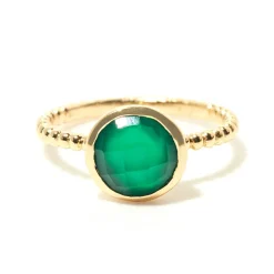 Femme Moonstone Bague Célénia Onyx vert en laiton doré