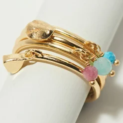 Femme Moonstone Bague Diana Multipierres en laiton doré