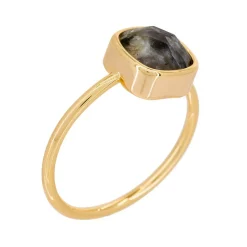 Femme Moonstone Bague Ella Labradorite en laiton doré