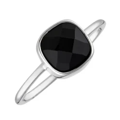 Femme Moonstone Bague Ella Onyx en laiton argenté