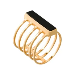 New Moonstone Bague Emma Onyx en laiton doré