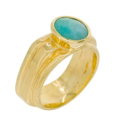 Hot Moonstone Bague Flora Amazonite en laiton doré