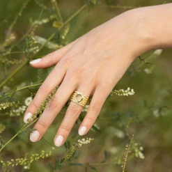 Moonstone Bague Gregoria Améthyste Verte en Laiton doré