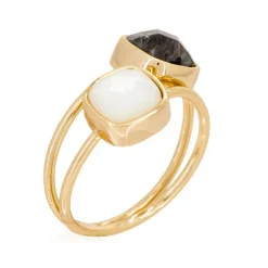 Hot Moonstone Bague Jovanni Labradorite & Nacre en laiton doré