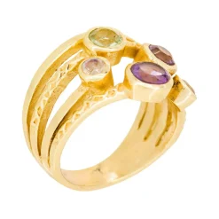 Femme Moonstone Bague Kelly Pierre de lune & Améthyste en laiton doré