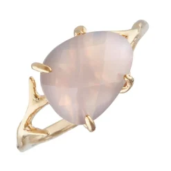Femme Moonstone Bague Lily Agate en laiton doré