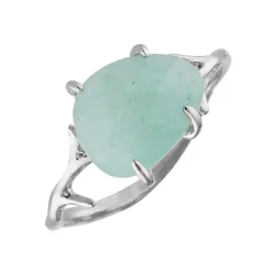 Discount Moonstone Bague Lily Aventurine en laiton argenté