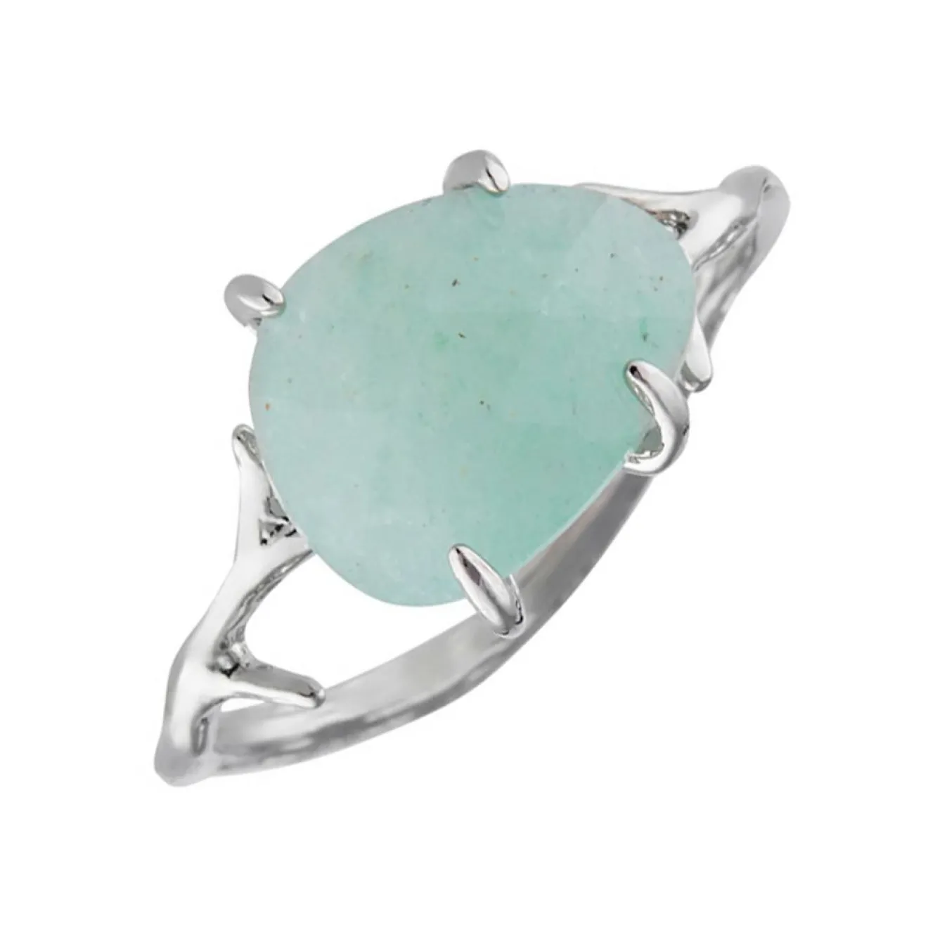 Discount Moonstone Bague Lily Aventurine en laiton argenté