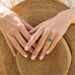 Femme Moonstone Bague Lisa Labradorite en laiton doré