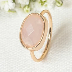 Femme Moonstone Bague Lisa Quartz en laiton doré