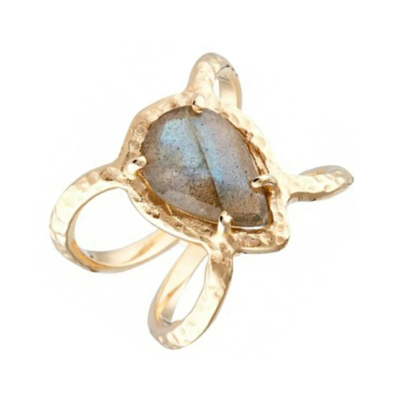 Femme Moonstone Bague Liva Labradorite en laiton doré