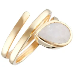 Femme Moonstone Bague Luna Pierre de lune en laiton doré