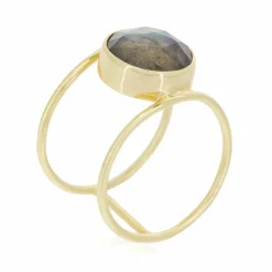 New Moonstone Bague Nicole Labradorite en laiton doré